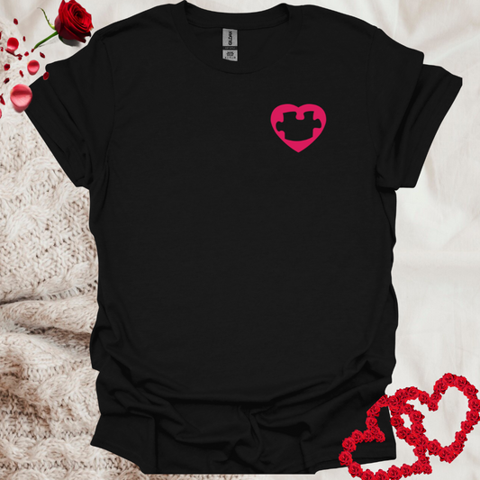 Red Heart With Missing Puzzle Piece Couple Unisex T-Shirt