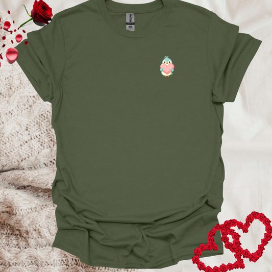 Cute Kawaii Bird Holding A Love Shape T-Shirt